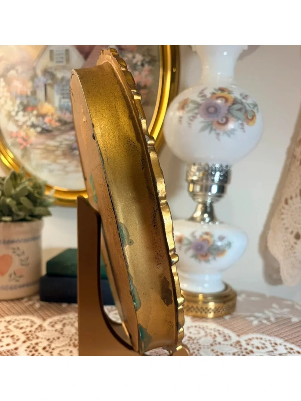 Vintage B&S Creations Fragonard Gold Ornate Convex Wall Plaque